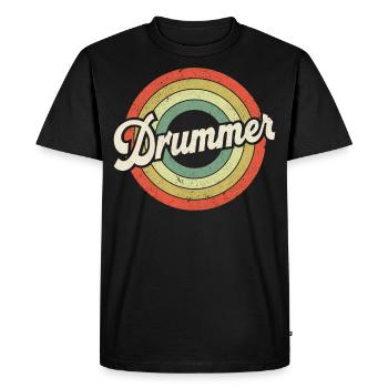 Drummer Retro Vintage Drummer - Men's Premium Organic T-Shirt - black - Front - Nico (187cm)