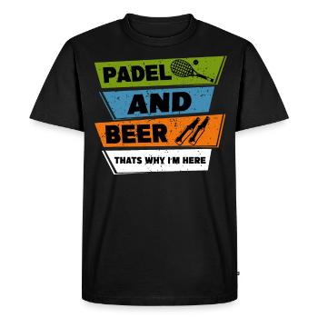 Drôle de padel disant padel et bière padel tennis - T-shirt Premium bio Homme - noir - Devant - Nico (187cm)