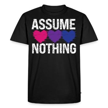 Bisexual Bi Pride Flag Assume - Männer Premium Bio T-Shirt - Schwarz - Vorne - Nico (187cm)