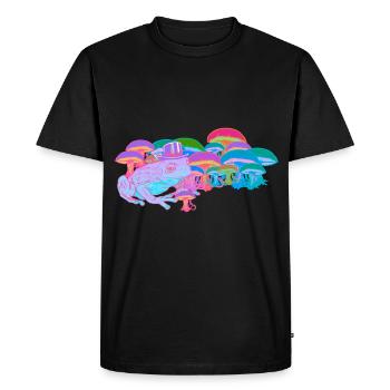 Nature naturelle Intoxication Champignon Grenouille Chaman High - T-shirt Premium bio Homme - noir - Devant - Nico (187cm)