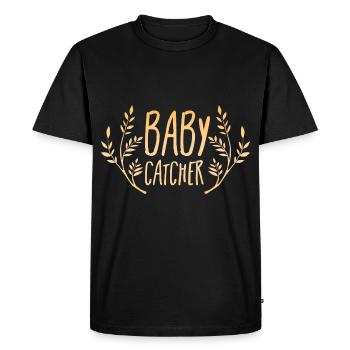 baby catcher - Baby Receveur - T-shirt Premium bio Homme - noir - Devant - Nico (187cm)