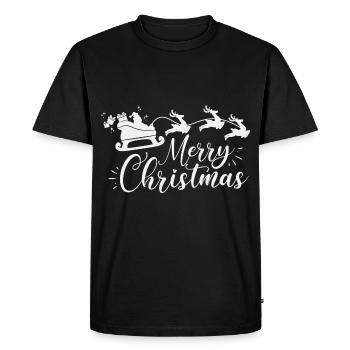 Joyeux Noël - Sleigh Santa Claus Noël - T-shirt Premium bio Homme - noir - Devant - Nico (187cm)