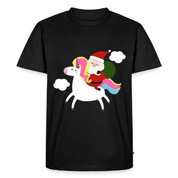 Santa Claus unicorn sweet winter gift idea - Men's Premium Organic T-Shirt - black - Front - Nico (187cm)