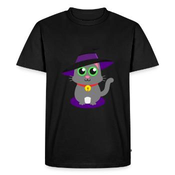 Doux chat minou minou soie sorcière sorcière Magiques - T-shirt Premium bio Homme - noir - Devant - Nico (187cm)