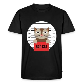 Doux chat prison prison Derrière les barreaux Mal - T-shirt Premium bio Homme - noir - Devant - Nico (187cm)