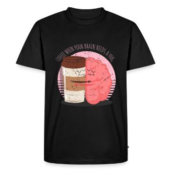 Café, boisson cerveau, dire, drôle - T-shirt Premium bio Homme - noir - Devant - Nico (187cm)