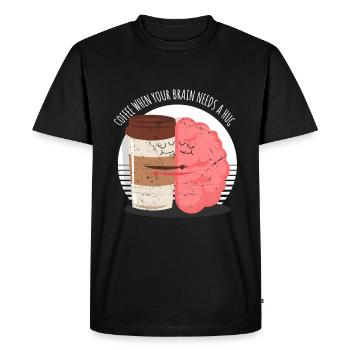 Café, boisson cerveau, dire, drôle - T-shirt Premium bio Homme - noir - Devant - Nico (187cm)