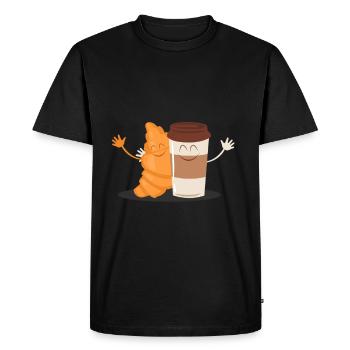 Croissant au café - T-shirt Premium bio Homme - noir - Devant - Nico (187cm)