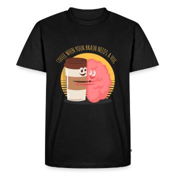 Café, boisson cerveau, dire, drôle - T-shirt Premium bio Homme - noir - Devant - Nico (187cm)