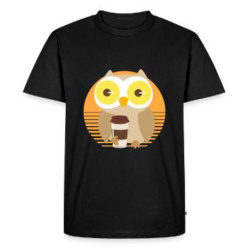 Coffee owl owl tired drinking funny - Men's Premium Organic T-Shirt - black - Front - Nico (187cm)