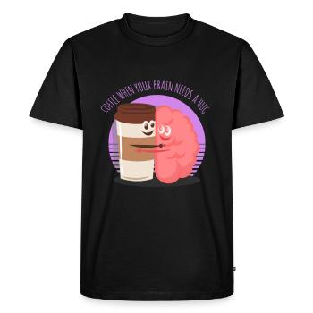 Café, boisson cerveau, dire, drôle - T-shirt Premium bio Homme - noir - Devant - Nico (187cm)