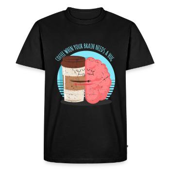 Café, boisson cerveau, dire, drôle - T-shirt Premium bio Homme - noir - Devant - Nico (187cm)