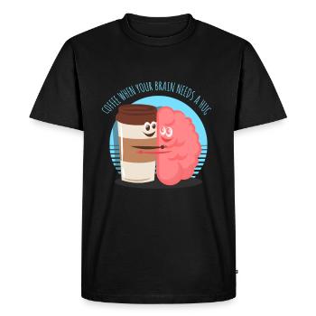 Café, boisson cerveau, dire, drôle - T-shirt Premium bio Homme - noir - Devant - Nico (187cm)
