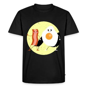 Bacon Bacon Egg Yummy Funny Eating Friends - Men's Premium Organic T-Shirt - black - Front - Nico (187cm)