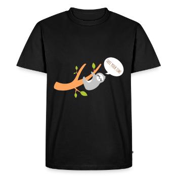 Sloth Lazy Tired Tree Hanging Funny - Men's Premium Organic T-Shirt - black - Front - Nico (187cm)