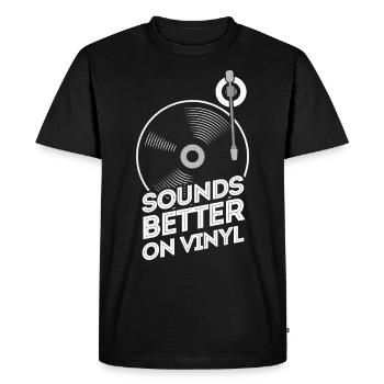 Ça sonne mieux sur le vinyle - Disque vinyle cadeau DJ - T-shirt Premium bio Homme - noir - Devant - Nico (187cm)