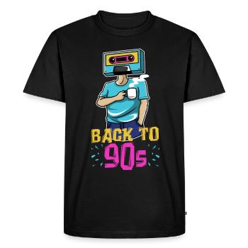 Retro cassette homme - Back in the 90s - T-shirt Premium bio Homme - noir - Devant - Nico (187cm)