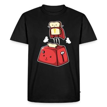 Toast bread toast superhero super power - Men's Premium Organic T-Shirt - black - Front - Nico (187cm)