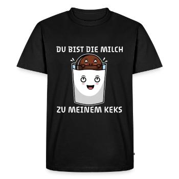 Du bist die Milch zu meinem Keks - Männer Premium Bio T-Shirt - Schwarz - Vorne - Nico (187cm)