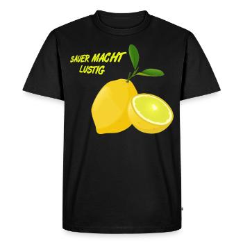 Citron, aigre fait plaisir, fruits citron FUN - T-shirt Premium bio Homme - noir - Devant - Nico (187cm)