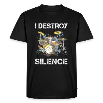 I Destroy Silence Drummer Drummer Gift - Men's Premium Organic T-Shirt - black - Front - Nico (187cm)