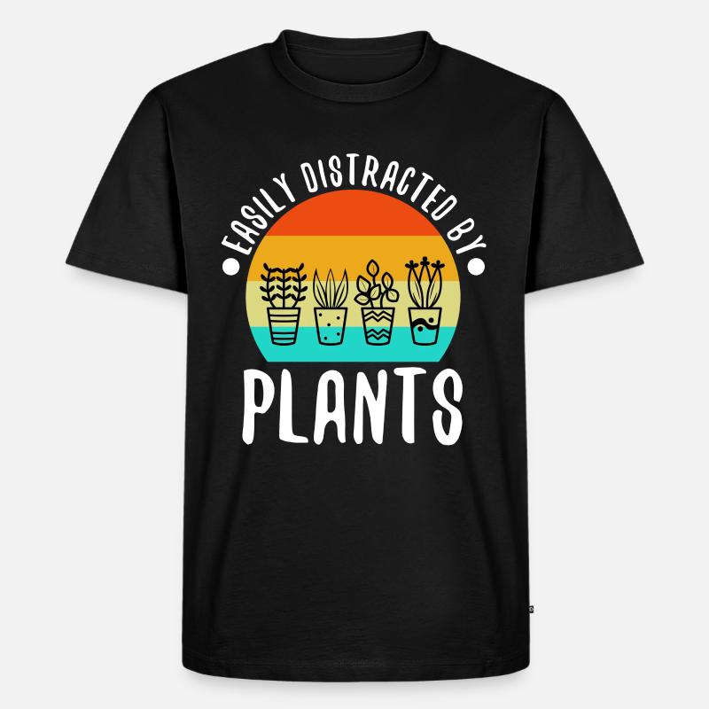 Easily distracted by plants - Männer Premium Bio T-Shirt - Schwarz