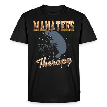 Les lamantins sont ma thérapie - T-shirt Premium bio Homme - noir - Devant - Nico (187cm)