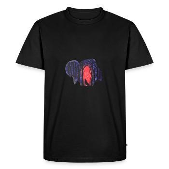 Belle nuit femme avec loup - T-shirt Premium bio Homme - noir - Devant - Nico (187cm)