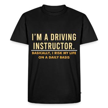 Attention véhicules Personnel d’auto-école Moniteur - T-shirt Premium bio Homme - noir - Devant - Nico (187cm)