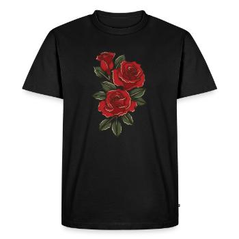 Roses rouges - T-shirt Premium bio Homme - noir - Devant - Nico (187cm)