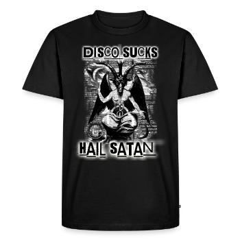Disco suce la grêle Satan - VelvetBlackCultClothing - T-shirt Premium bio Homme - noir - Devant - Nico (187cm)