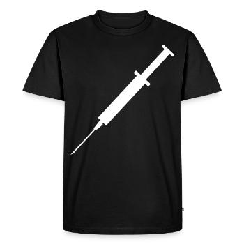 Graphique de seringue médicale sur blanc - T-shirt Premium bio Homme - noir - Devant - Nico (187cm)