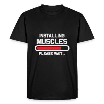 Install muscles - Men's Premium Organic T-Shirt - black - Front - Nico (187cm)