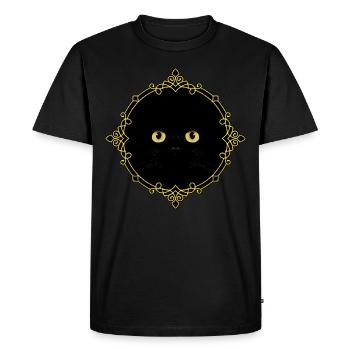 Badge Chat Noir - Pixel Art - T-shirt Premium bio Homme - noir - Devant - Nico (187cm)