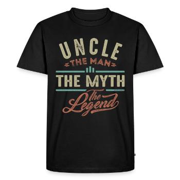 L'homme le mythe oncle - T-shirt Premium bio Homme - noir - Devant - Nico (187cm)