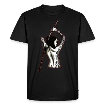 Cadeau Sexy De Samouraï Du Japon Tatouage Fille - T-shirt Premium bio Homme - noir - Devant - Nico (187cm)