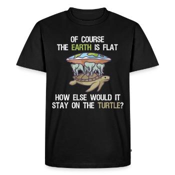 Terre plate Terre plate Théorie de la tortue - T-shirt Premium bio Homme - noir - Devant - Nico (187cm)