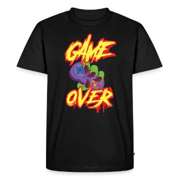 Game Over Gaming Gamer jeu cadeau passé - T-shirt Premium bio Homme - noir - Devant - Nico (187cm)