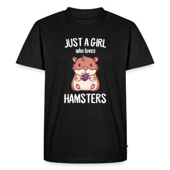 Girl the hamster loves hamster love - Men's Premium Organic T-Shirt - black - Front - Nico (187cm)