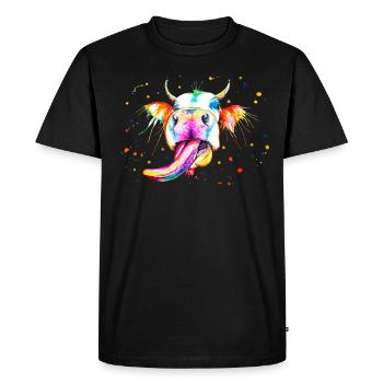 Vache qui tire la langue - T-shirt Premium bio Homme - noir - Devant - Nico (187cm)