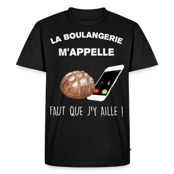 Boulanger humour pain - T-shirt Premium bio Homme - noir - Devant - Nico (187cm)