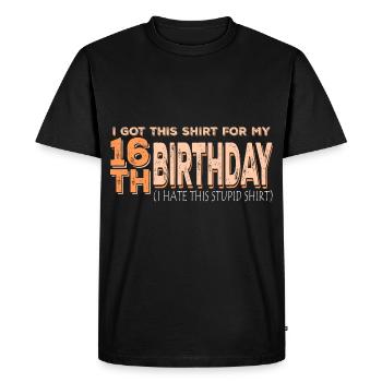 16ème anniversaire 16e bday 16 ans - T-shirt Premium bio Homme - noir - Devant - Nico (187cm)
