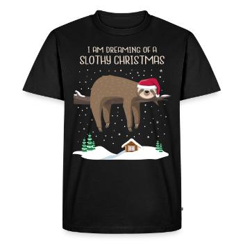Sloth Christmas Sloth Christmas Gift - Men's Premium Organic T-Shirt - black - Front - Nico (187cm)