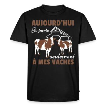 Vache Shirt • Mes vaches • Vache Cadeau - T-shirt Premium bio Homme - noir - Devant - Nico (187cm)