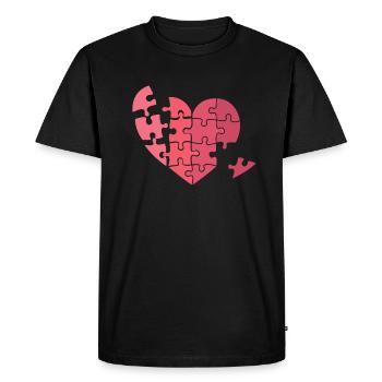 Puzzle coeur Saint Valentin idée cadeau cassé - T-shirt Premium bio Homme - noir - Devant - Nico (187cm)