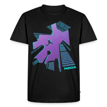 Parkour, acrobatie, freerunning, freestyle, sport - T-shirt Premium bio Homme - noir - Devant - Nico (187cm)