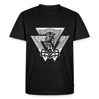 Vieux symbole Viking Thor marteau triangle noeud - T-shirt Premium bio Homme - noir - Devant - Nico (187cm)