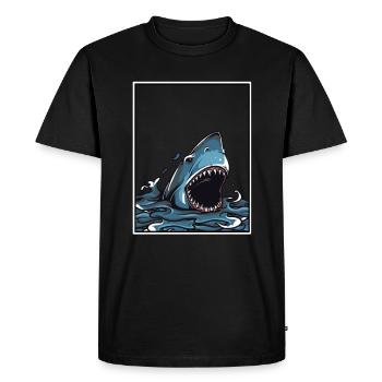 Weißer Hai Fisch See Ocean Fluss Fischer Hobby - Männer Premium Bio T-Shirt - Schwarz - Vorne - Nico (187cm)