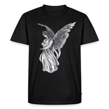 Ange mystique autel ciel ailes style - T-shirt Premium bio Homme - noir - Devant - Nico (187cm)