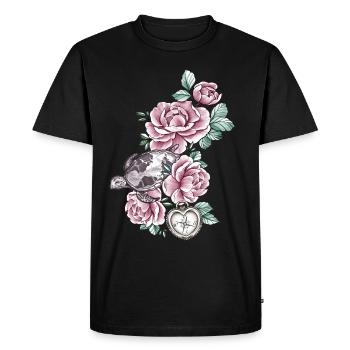 Turtle Atlantic Vintage Roses Compass Coeur - T-shirt Premium bio Homme - noir - Devant - Nico (187cm)